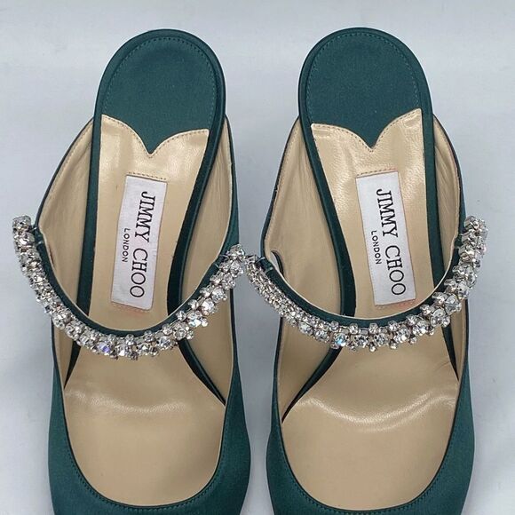 Jimmy Choo Bing 100 Satin Mules With Crystal Strap size 40.5 - Picture 7 of 16